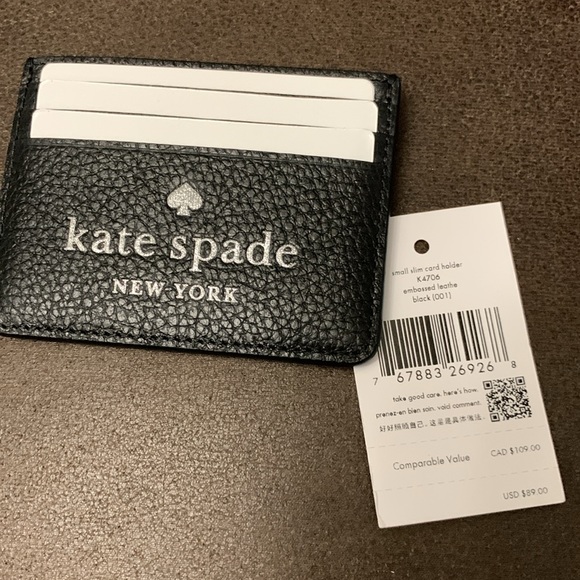 ♠️KATE SPADE NEW YORK Small Slim Logo Leather Card Case - Picture 3 of 4